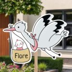 Geboortebord | Vliegende ooievaar met baby meisje - Afbeelding 10