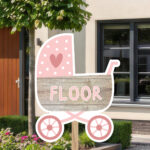Geboortebord | Kinderwagen met steigerhout-look - Afbeelding 10