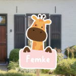 Geboortebord | Happy giraffe - Afbeelding 4