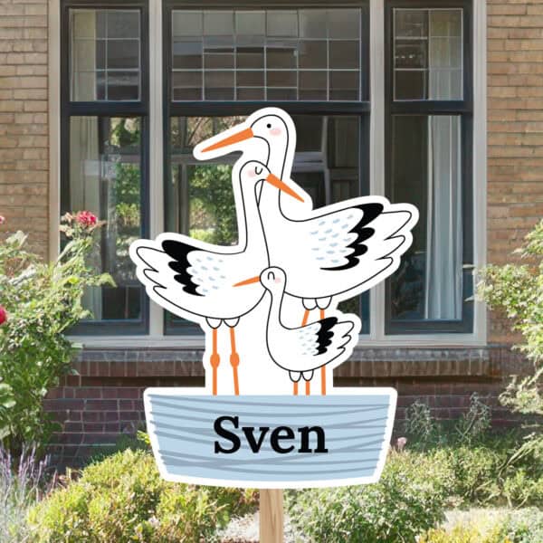 Geboortebord | Familie ooievaar met baby - Afbeelding 6