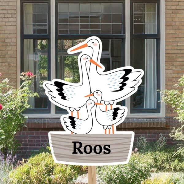 Geboortebord | Familie ooievaar met baby en kind - Afbeelding 5