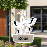 Geboortebord | Familie ooievaar met baby en kind - Afbeelding 8