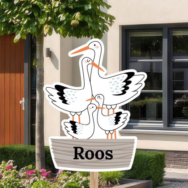 Geboortebord | Familie ooievaar met baby en kind - Afbeelding 8