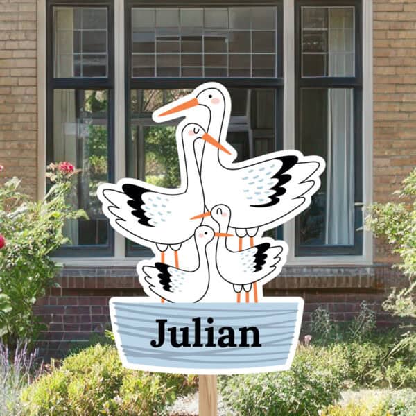 Geboortebord | Familie ooievaar met baby en kind - Afbeelding 6