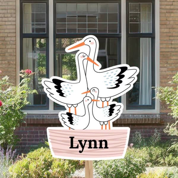 Geboortebord | Familie ooievaar met baby en kind - Afbeelding 7