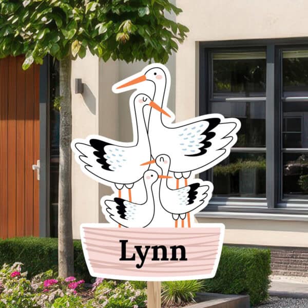 Geboortebord | Familie ooievaar met baby en kind - Afbeelding 10