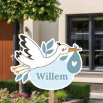 Geboortebord | Ooievaar met bladeren - Afbeelding 7
