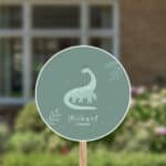 Geboortebord | Dino met blaadjes