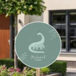 Geboortebord | Dino met blaadjes - Afbeelding 4