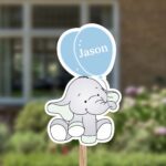 Geboortebord | Olifantje met ballonnen