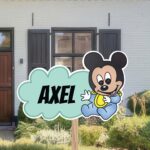 Geboortebord | Baby Mickey Mouse met wolk - Afbeelding 5