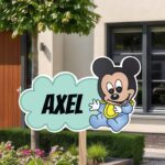 Geboortebord | Baby Mickey Mouse met wolk - Afbeelding 7