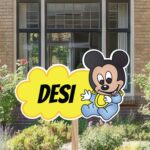 Geboortebord | Baby Mickey Mouse met wolk - Afbeelding 9