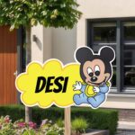 Geboortebord | Baby Mickey Mouse met wolk - Afbeelding 10