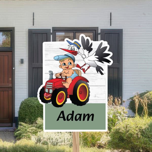 Geboortebord | Jongen op traktor met ooievaar - Afbeelding 3