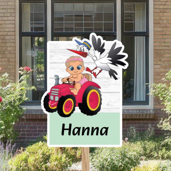 Geboortebord | Meisje op traktor met ooievaar - Afbeelding 5