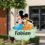 Geboortebord | Mickey Mouse en Pluto op wolk - Afbeelding 9