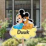 Geboortebord | Mickey Mouse en Pluto op wolk - Afbeelding 7