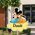 Geboortebord | Mickey Mouse en Pluto op wolk - Afbeelding 10