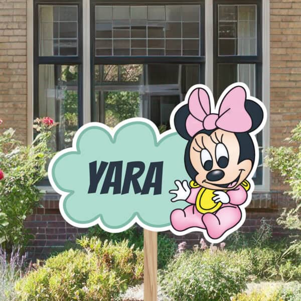 Geboortebord | Baby Minnie Mouse op wolk - Afbeelding 5