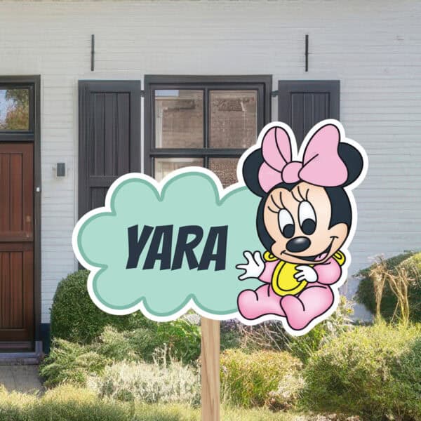 Geboortebord | Baby Minnie Mouse op wolk - Afbeelding 2