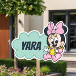 Geboortebord | Baby Minnie Mouse op wolk - Afbeelding 8