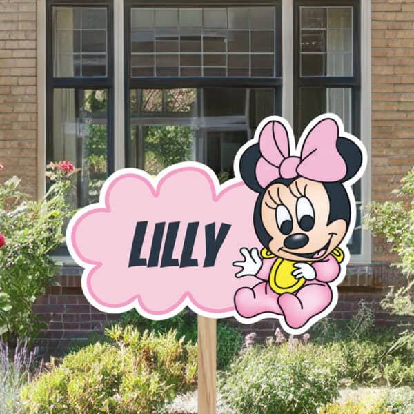 Geboortebord | Baby Minnie Mouse op wolk - Afbeelding 6