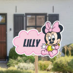 Geboortebord | Baby Minnie Mouse op wolk - Afbeelding 3