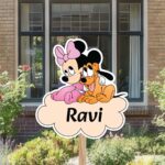 Geboortebord | Minnie Mouse met Pluto op wolk - Afbeelding 3