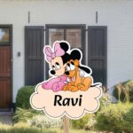 Geboortebord | Minnie Mouse met Pluto op wolk - Afbeelding 2