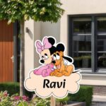 Geboortebord | Minnie Mouse met Pluto op wolk - Afbeelding 4