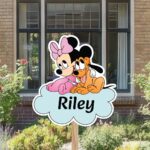 Geboortebord | Minnie Mouse met Pluto op wolk - Afbeelding 6