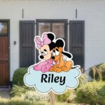 Geboortebord | Minnie Mouse met Pluto op wolk - Afbeelding 5