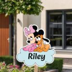 Geboortebord | Minnie Mouse met Pluto op wolk - Afbeelding 7