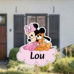 Geboortebord | Minnie Mouse met Pluto op wolk - Afbeelding 8