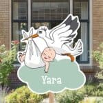 Geboortebord | Ooievaar met slapende baby - Afbeelding 6