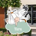 Geboortebord | Ooievaar met slapende baby - Afbeelding 9