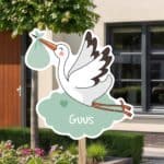 Geboortebord | Vliegende ooievaar met wolk - Afbeelding 8