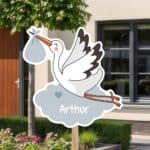 Geboortebord | Vliegende ooievaar met wolk - Afbeelding 9