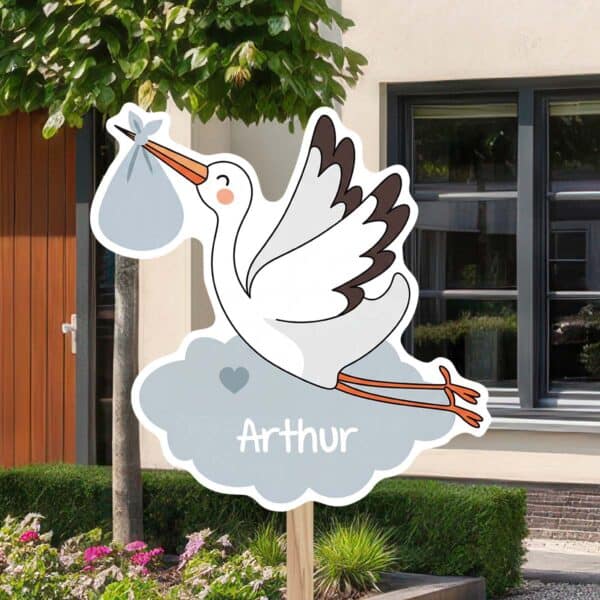 Geboortebord | Vliegende ooievaar met wolk - Afbeelding 9