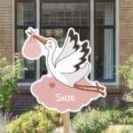 Geboortebord | Vliegende ooievaar met wolk - Afbeelding 7
